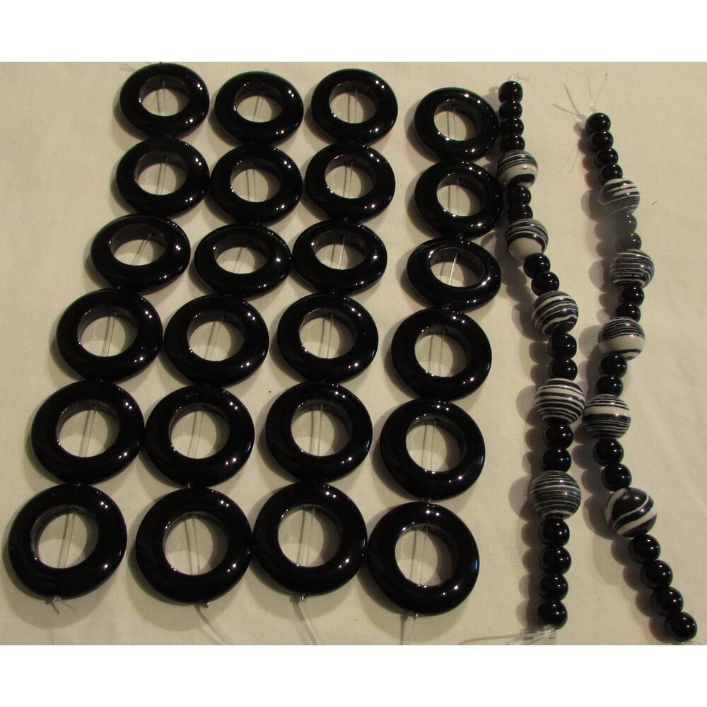 Beads black white hoop style and round jewelry making craft new